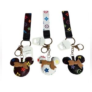 Colorful Minnie Mouse-Shaped 3 Bag charm Set